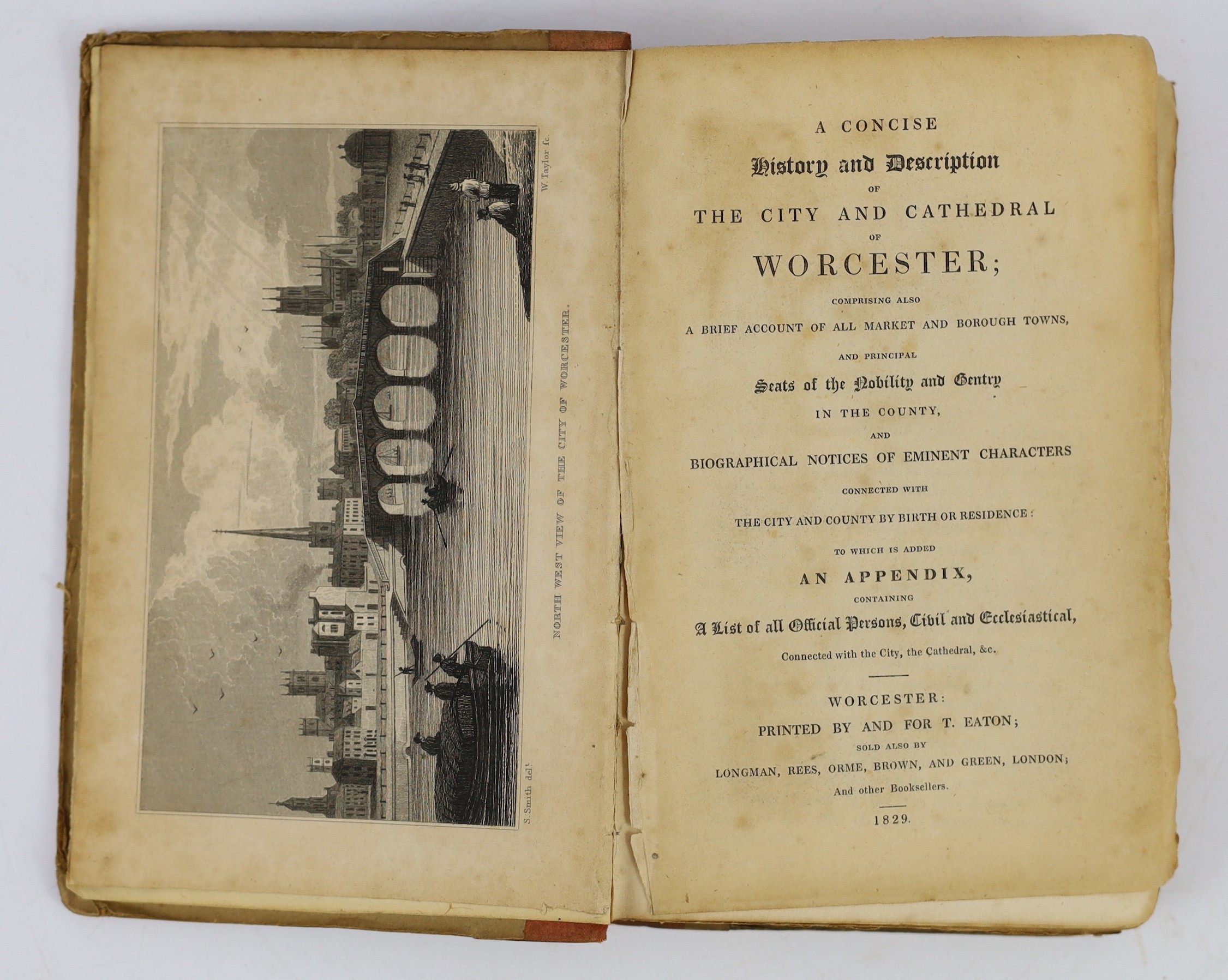 WORCS: (Price, J.) The Worcester Guide ... with a description of the seats of the nobility and gentry in the neighbourhood, and ... information (for) the stranger and traveller. 2 plans and 2 plates; rebound paper boards